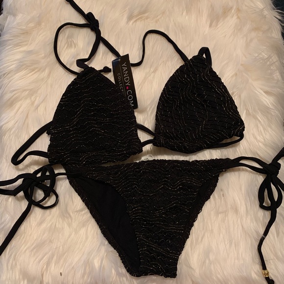 Yandy Other - Brand New ⭐️ Hot Black Bikini with Gold accents